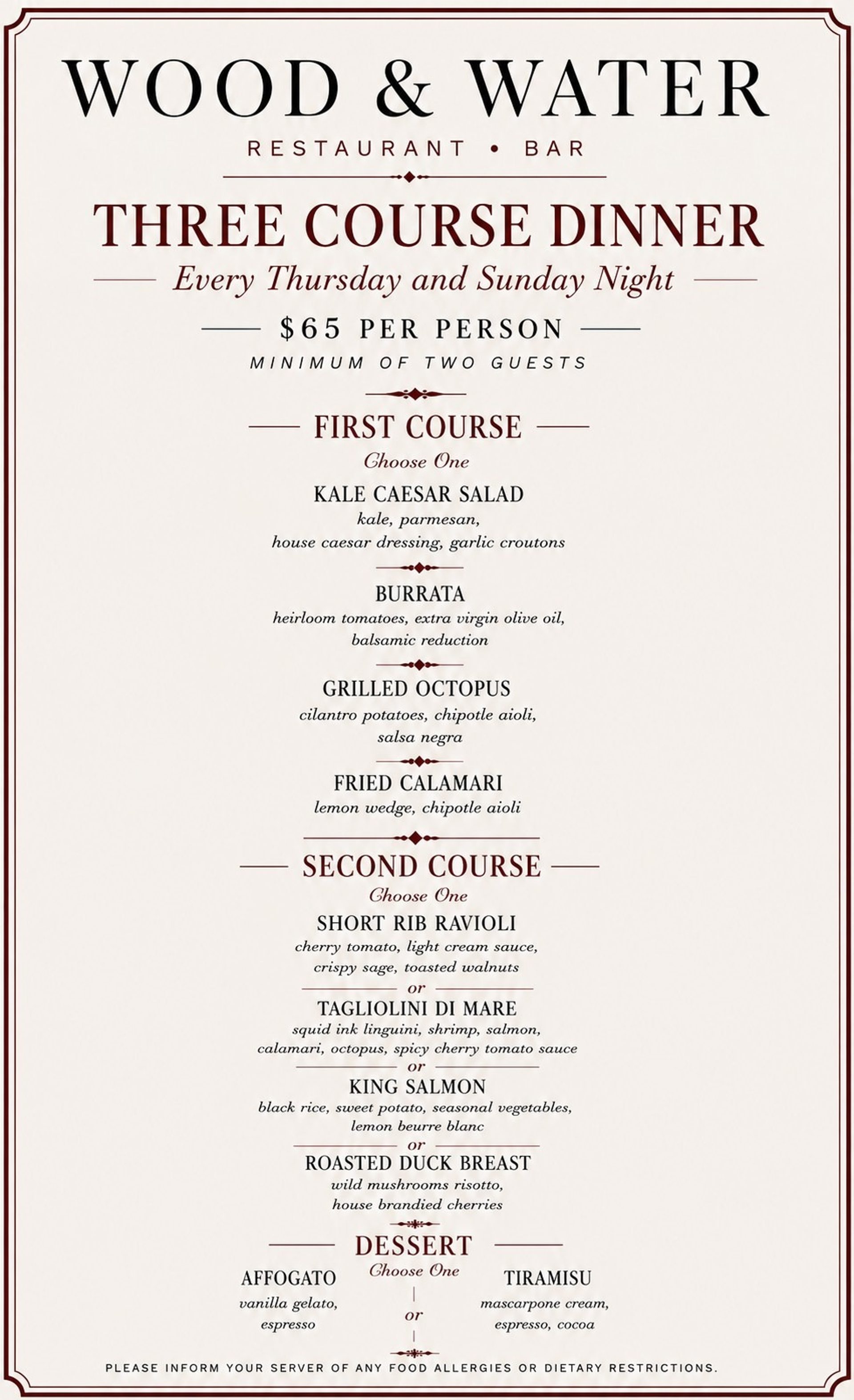 Thursday & Sunday Special