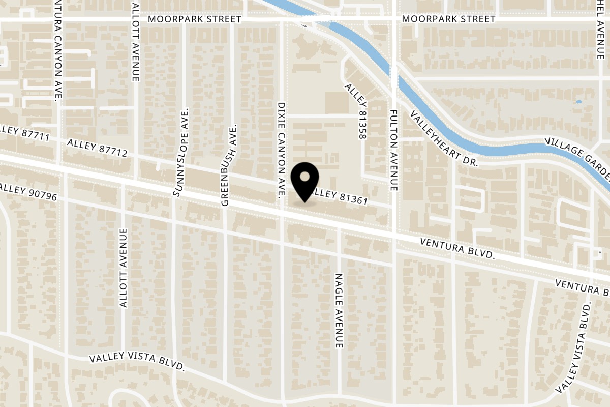 Map showing the location of Wood & Water on 13359 Ventura Blvd in Sherman Oaks